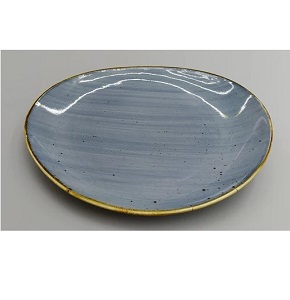 Artistic oval-shaped porcelain individual plate with interlaced light blue colors CZT05-117
