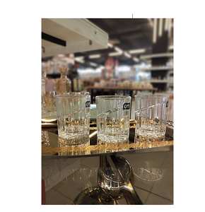 Living Home 6-piece glass cup set with faceted cylindrical design and thick base