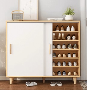 Modern Shoe Rack RETRO AGENCY 100 cm white×beige RA-S48
