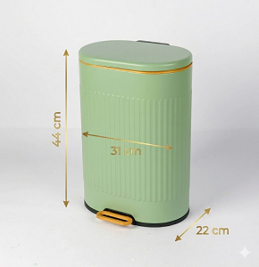 Trash bin 12 liters - rectangular light green with striped design - hydraulic open
