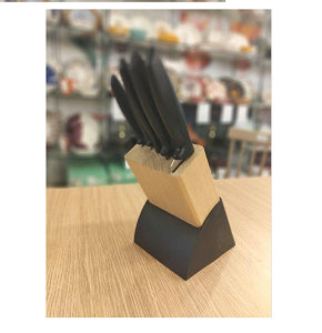 Tramontina Knife Set with Plastic Handles 5-Piece on Wooden Stand