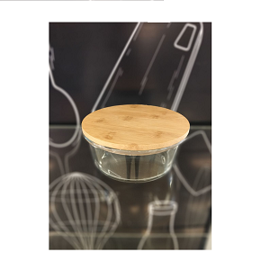 Larger than medium round transparent glass refrigerator container with lid 
