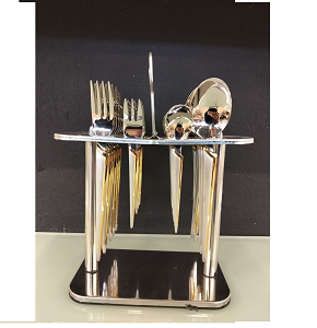ELBaraka Set of 24 Pieces Spoons and Forks with Silver Holder 104687