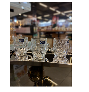 Living Home 6-piece glass mug set with handle, thick glass and recessed engravings for durability and elegance 
