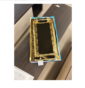 Stainless Steel Tray – 2 Pieces – Silver/Gold Color