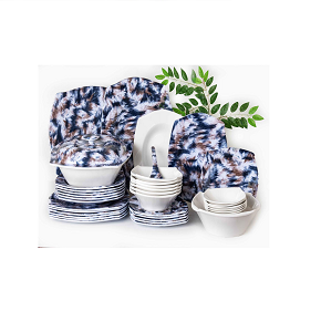 Pure Melamine Set 38p Square Feather Brown*Beige

