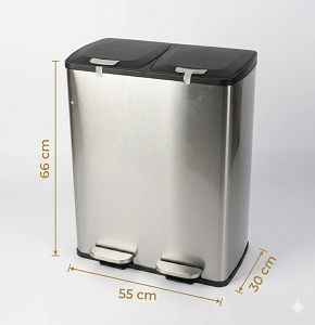 Trash Can 60 Liter Silver Stainless Steel A05-MR2-60L