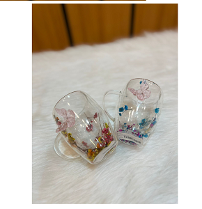Mug Glass With Butterfly And Floral Design MG1605-8