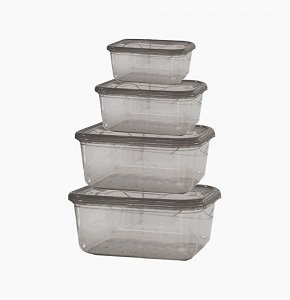 Aksa fridge container set 4 pcs rectangular mono
