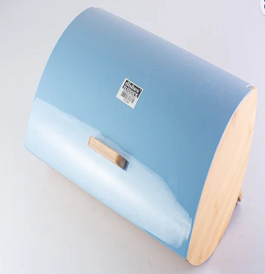 Tessie & Jessie Bread Keeper Box-Shaped, Oval Wooden Design in Light Blue Color Code: SK-9345BLUE

