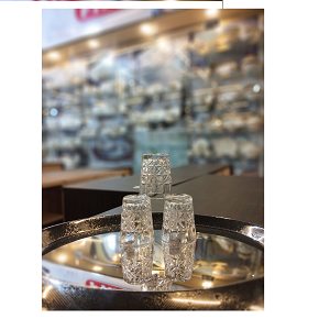 Living Home 6-piece glass cup set, featuring a luxurious geometric pattern LXY4004

