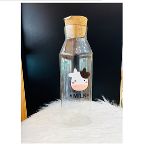 Water Bottle With Cork Lid, Cow Design MG1605-1