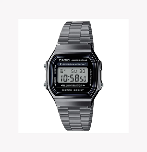 Casio Unisex Dark Gray Resin Watch, Stainless Steel Band | A168WGG-1ADF