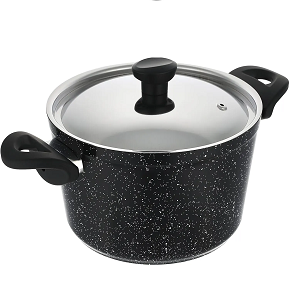 20 cm Granite Top Chef pot, black.