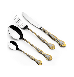 ARSHIA Stainless Steel Cutlery Set – German Made – 86 Pieces – Silver Gold GS
