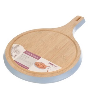 Small Round Wooden Board Tissy and Jessie with Carved Edges, Code SK-9263BLUE

