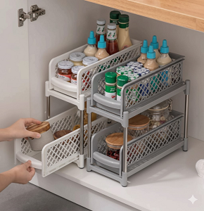 Plastic Organizer 2-Tier with Metal Stands- abdo - 76 - 29
