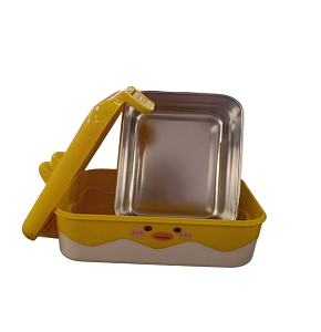 Rectangular Lunch Box Stainless Steel Interior  Donald Duck (B-284)