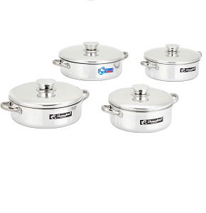 Aluminum oven tray set, painted, with lid, stainless-steel handle, 4 pieces
