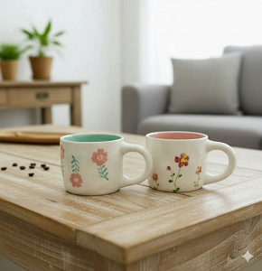 Floral Mug with Colored Interior - abdo - 80 - 1F