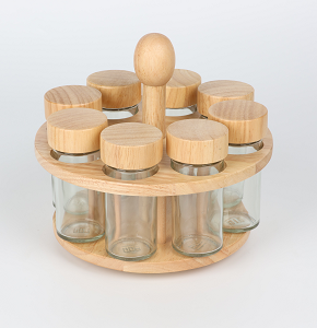 Spice Set 8-Piece with Flat Wooden Lids - K1151