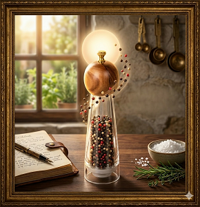 Acacia wood and acrylic pepper mill, 8 in, Model 24.8
