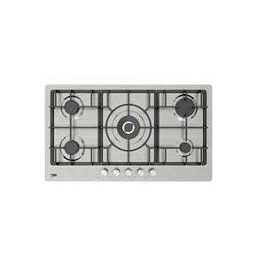 BEKO Hob Built-In Gas 90 cm 5 Burners, Front Control Knobs Auto Ignition, Stainless Steel - HIMW95226SXEL-1