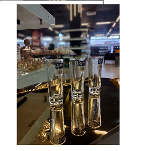 Living Home 6-piece transparent glass espresso cup set with rectangular and cylindrical design featuring smooth lines LXY10641


