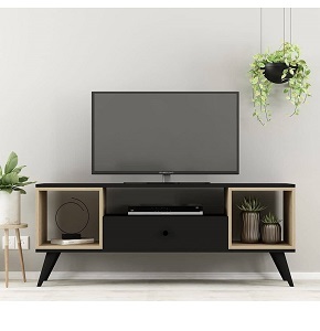 TV Table RETRO AGENCY 150 cm black×beige RA-U54
