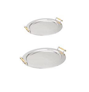 Stainless Steel Oval Serving Tray Set, 2 Pieces (18/10) 8011S