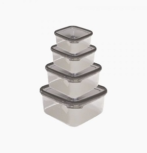 Aksa fridge container set 4 pcs square mono
