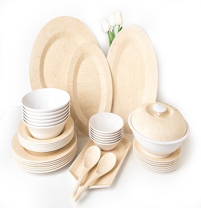 Melamine set 38 pcs round beige

