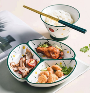 Porcelain Plate, Divided into 3 Sections - abdo - 51 - 66 H