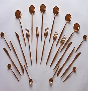 Set of 4 bouillon spoons copper code C12-5
