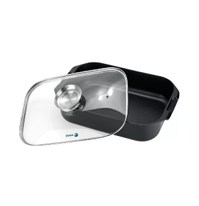 Roasting Tray with Lid 40×25 cm - Future - Multipurpose cast aluminum body, heat-resistant glass lid, double non-stick Exilan Plus coating, Impacteel heat-distributing base, lid with edge, vent and ar