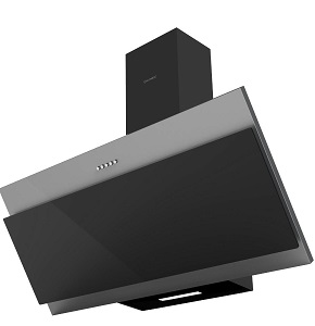 ECOMATIC KITCHEN CHIMNEY HOOD 90 CM 650 M3 / H DIAGONAL 3 SPEEDS CRYSTAL BLACK*STAINLESS - H9106EBX