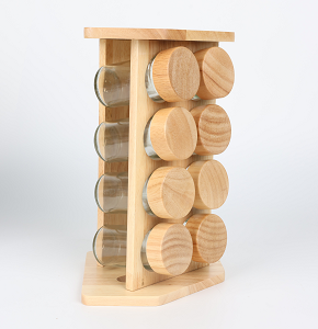 Spice Set 8-Piece with Slanted Wooden Lids - K1154