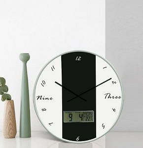 Wooden Wall Clock, Modern Battery Operated Wall Clock for Office, School or Home
