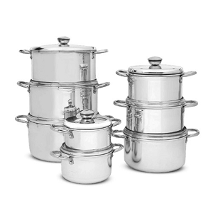 Shawarma Set Aluminum Catch Nova with Stainless Steel Handle 8pcs with Lid (16-18-20-22-24-26-28-30)

