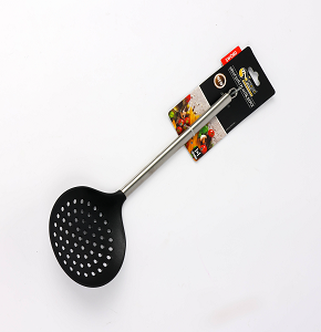 Wellmes Round Slotted Frying Ladle – Silicone with Stainless Steel Handle
