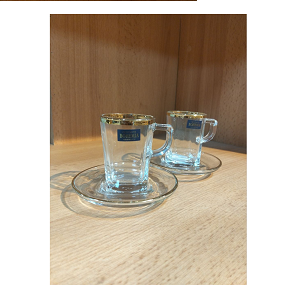 2M Glass Set – Espresso Coffee Square Gold
