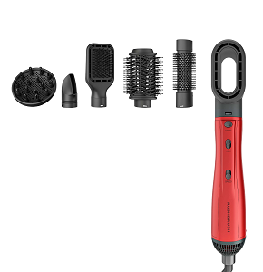 Rush Brush Hair Styler 1300W, Red PLUS 6 AIRSTYLER-R