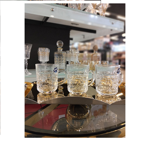 Living Home 6-piece glass mug set with handle, thick glass and horizontal ring design, authenticity in strong design 
