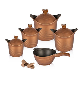 Kazán Granite Set 9 Pieces, consisting of 4 Pots (28-26-24-20) and a 30 cm Wok
