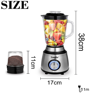 Sonifer Blender & Grinder 1.5L, 600W, Silver SF-8097