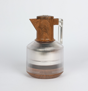 Thermos Transparent Body Transparent Handle Wooden Top & Base
