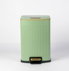 Trash bin 12 liters - light green with striped design - hydraulic open
