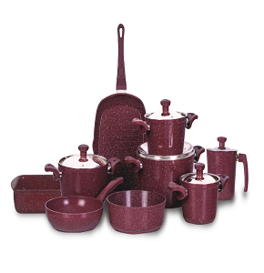 Top Chef Granite 14-Piece Round Set (Pots 28/20/24/18 + Baking Tray 30 + Frying Pan 26 + Griddle 28 + Ladle 16 + Tagine 30)
