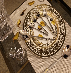 86-Piece Cutlery Set with Leather Bag, Gold Color, Durable Stainless Steel Spoons, for Home Kitchen Restaurant Use-1003129