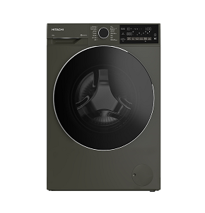 Hitachi washing machine automatic 10 kg, 1400 RPM, inverter, steam, grey - BD-100XFVEM